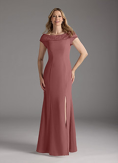 Azazie Cupid Kleider für die Brautmutter A-Linie Bootshals Spitze Chiffon Kleid Wüstenrose image4