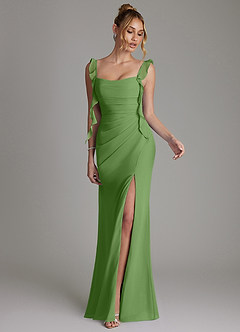 Azazie Jessamine Bridesmaid Dresses Basil Mermaid Corset Chiffon Dress image4