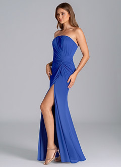 Azazie Mariya Final Sale Royal Blue Mermaid Strapless Mesh Dress image5