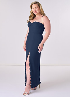 Barbie ♥ Azazie Bridesmaid Dresses Dark Navy Sheath Corset Chiffon Dress image9