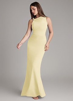 Azazie Charice Brautjungfernkleider Etui Plissee Chiffon Kleid Zitronensorbet image3