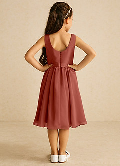Azazie Ari Flower Girl Dresses Auburn A-Line Sleeveless Chiffon Dress image6