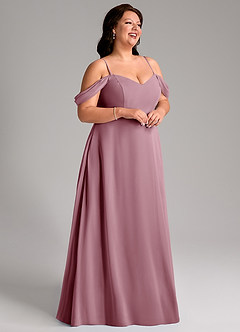 Azazie Marley Bridesmaid Dresses Vintage Mauve A-Line Off the Shoulder Chiffon Convertible Dress image15