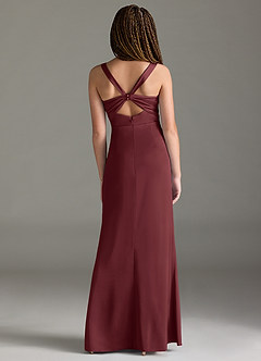 Azazie Mero Junior Merlot Mermaid Pleated Stretch Satin Dress image5