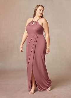 Azazie Hadid Mother of the Bride Dresses Desert Rose Sheath Pleated Mesh Dress image9