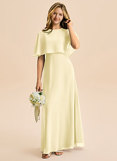 Azazie Maris Junior Robe Trapèze en Mousseline de soie Sorbet Citron image1