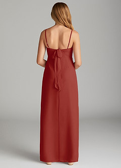 Azazie Mai Junior Terracotta Sheath Pleated Chiffon Dress image2
