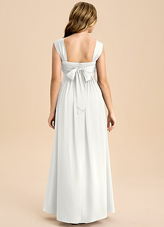 Azazie Hattie Junior White A-Line Pleated Stretch Satin Dress image2