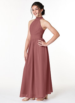 Azazie Iman Junior Amethyst A-Line Pleated Chiffon Dress image3