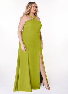 Azazie Rue Bridesmaid Dresses Lemongrass A-Line Halter Chiffon Dress image10