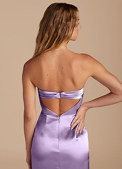 Azazie Leonis Bridesmaid Dresses Lilac Mermaid Pleated Metallic Satin Convertible Dress image3