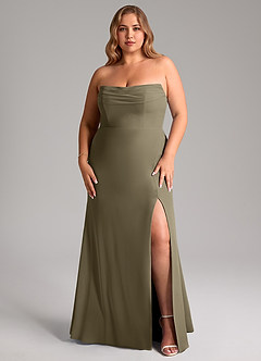 Azazie Saige Brautjungfernkleider Wandelbar A-Linie Schulterfrei Chiffon Kleid Weidengrün image16