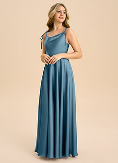 Azazie Popsy Junior Linia A Ukłon Satyna elastyczna Długość podłogi Młodsza druhna Sukienka image4