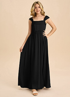 Azazie Hattie Junior Klä av A-Line i Stretch Satin Plisserad image5