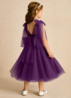 Azazie Dori Robe Demoiselle D'honneur Fillette Robe Trapèze en Tulle Rayé Grain De Raisin image3