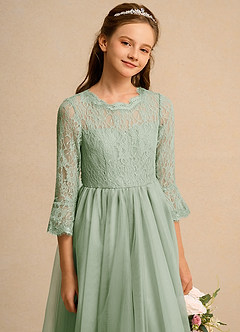 Azazie Lamb Girl Abiti da Ragazza di Fiori Abito Principessa in Pizzo Verde Salvia image5