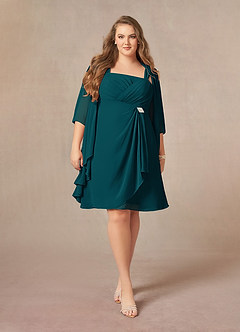 Azazie Olivia Mother of the Bride Dresses Pine A-Line Square Neckline Pleated Chiffon Dress image7
