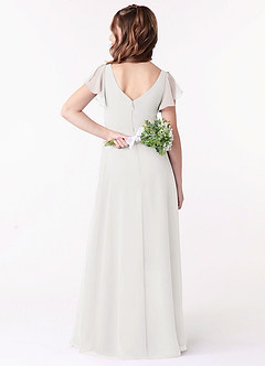 Azazie Omari Junior White A-Line Ruched Chiffon Dress image2