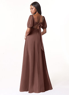 Azazie Alani Bridesmaid Dresses Espresso A-Line Square Neckline Chiffon Dress image2