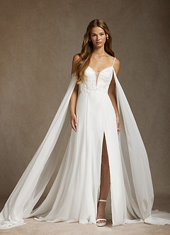 Azazie Nova Wedding Dresses Diamond White A-Line Sequins Chiffon Dress image4
