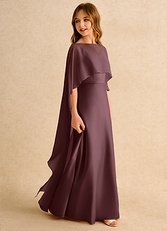 Azazie Fishie Girls Formal Flower Girl Dresses Sangria A-Line Matte Satin Dress image6