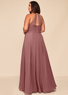 Azazie Ginger Bridesmaid Dresses Desert Rose A-Line Halter Pleated Chiffon Dress image10