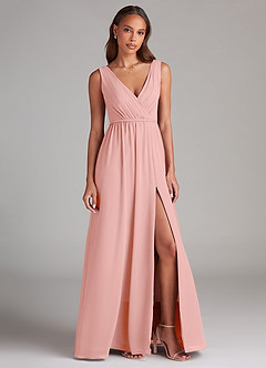Azazie Tanicia Bridesmaid Dresses Rosette A-Line Pleated Chiffon Dress image4