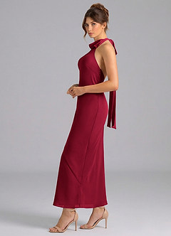 Azazie Velli Bridesmaid Dresses Burgundy Mermaid High Neck Chiffon Dress image4