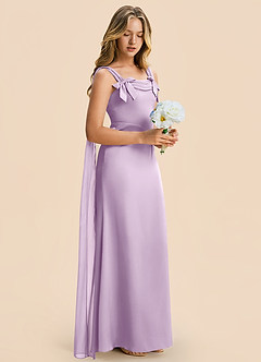 Azazie Chelsea Junior Frosted Lilac Sheath Pleated Stretch Satin Dress image6