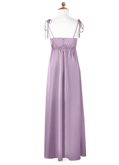 Azazie Violeta Junior Agave A-Line Bow Stretch Satin Dress image6