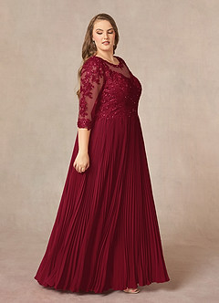 Azazie Corinne Mother of the Bride Dresses Burgundy A-Line Sequins Chiffon Dress image11