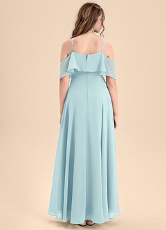 Azazie Tessabelle Junior Vestido de Vidrio Marino de Gasa de Corte En A con Vestidos sin tirantes image2