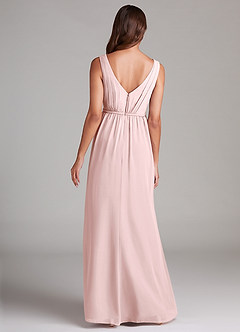 Azazie Tanicia Robes de demoiselle d'honneur Robe Trapèze en Mousseline de soie Plissée Rose Pâle image7