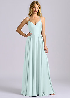 Azazie Truce Bridesmaid Dresses Sea Glass A-Line Stretch Satin Dress image3