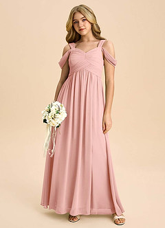 Azazie Lianne Junior Rosette A-Line Off the Shoulder Chiffon Dress image5