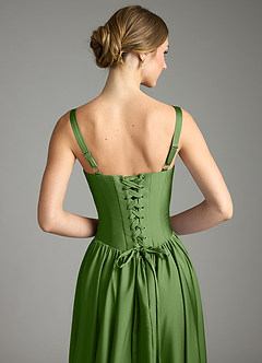 Azazie Evadina Suknie dla druhen Linia A Gorset Satyna elastyczna Do ziemi Sukienka image6