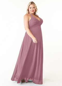 Azazie Tessie Bridesmaid Dresses Vintage Mauve A-Line V-Neck Pleated Chiffon Dress image8