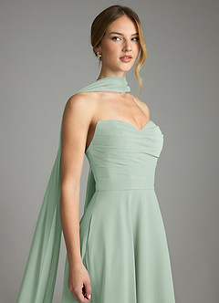 Azazie Ayla Abiti da Damigella Abito A-Line in Chiffon Scollo a Cuore Agave image6