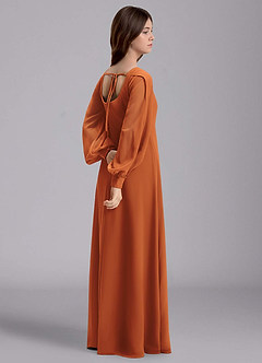 Azazie Bondi Junior Cinnamon A-Line Blouson Chiffon Dress image6