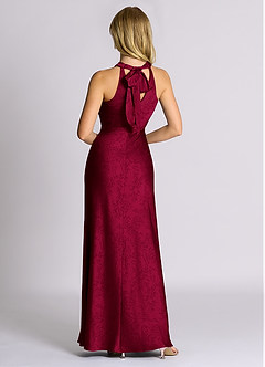 Azazie Doretta 신부 들러리 드레스 쉬스 주름진 자카드 바닥 길이 드레스 image3