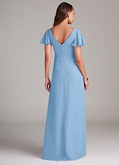 Azazie Soren Bridesmaid Dresses Powder Blue A-Line Ruched Chiffon Dress image2