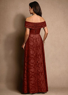 Azazie New Britain Mother of the Bride Dresses Terracotta A-Line Pleated Floral Burnout Dress image3