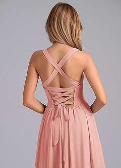 Azazie Francis Bridesmaid Dresses Rosette A-Line Corset Chiffon Dress image7