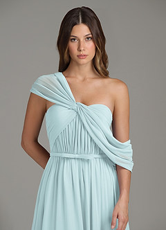 Azazie Nyah Bridesmaid Dresses Mist A-Line Off the Shoulder Chiffon Dress image7