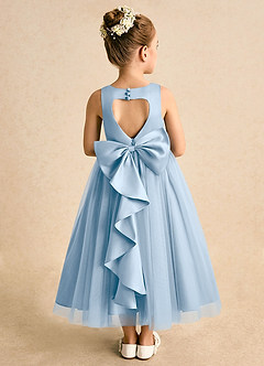 Azazie Solia Robe Demoiselle D'honneur Fillette Robe Princesse en Tulle Arc Poudre Bleue image1