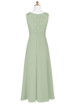 Azazie Snow Junior Dusty Sage A-Line Lace Chiffon Dress image8