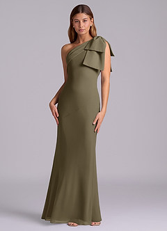 Azazie Yuanna Bridesmaid Dresses Willow Green Mermaid One Shoulder Chiffon Dress image4