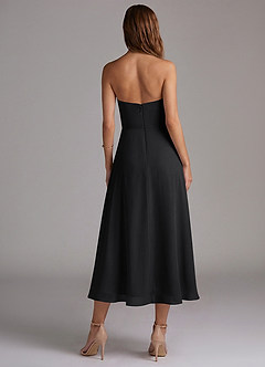 Azazie Wren Vestidos de damas de honor Vestido de Negro de Gasa de Corte en A con Sin tirantes image2