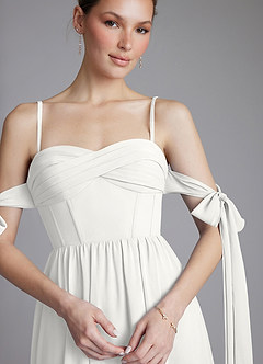 Azazie Ayanna Bridesmaid Dresses White A-Line Off the Shoulder Chiffon Dress image3