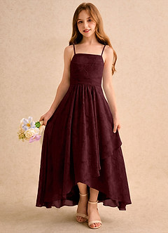 Azazie Twilight Girls Formal Sukienki dla dziewczynek sypiących kwiaty Litera A Plisowana Kwiatowe wypalenie Asymetryczny Sukienka image3